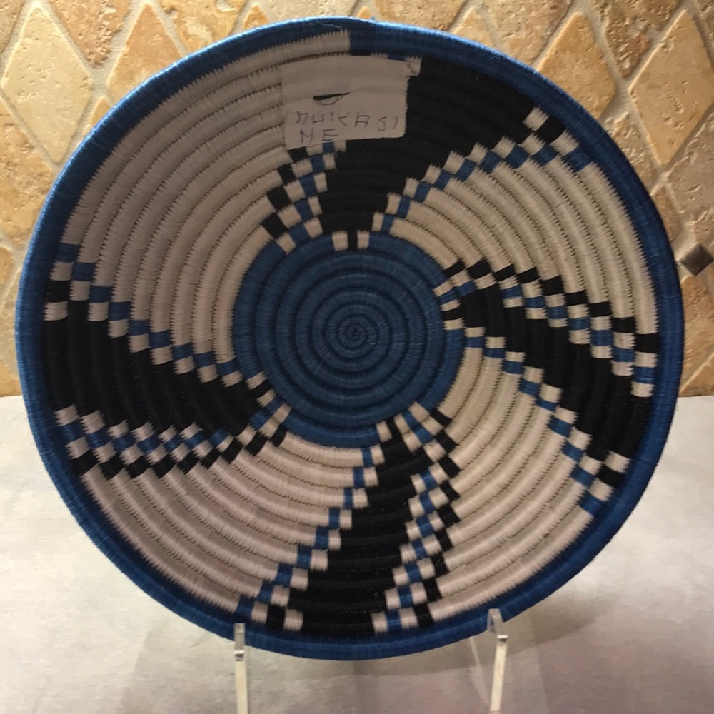 Handmade Hand Woven 12” Sisal Basket from Rwanda Africa Artisan Named